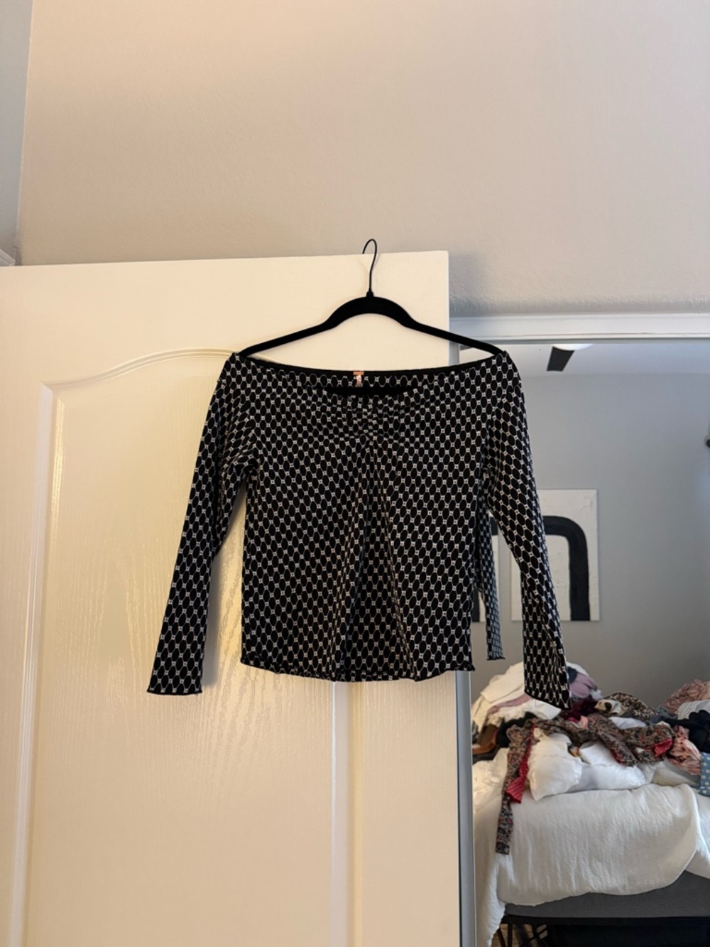 Free People Black & White Top